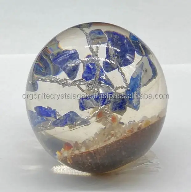 Lapislazzuli ORGONE sfera con albero ORGONITE sfere di energia sfere decorazione per la casa regali curativi di cristallo REIKI BUY da INDIA