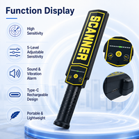 Detector de Metales Portátil con Sensibilidad Ajustable, Alarma de Sonido y Vibración para Control de Seguridad Pública