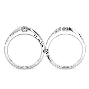 Ensemble de bagues de couple gravées Jeulia True Love Vow Bypass plaquées rhodium, cadeau d'anniversaire - Product Image 3