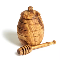 Pot à miel en bois personnalisé de haute qualité avec cuillère en bois et pot à miel classique écologique pour la cuisine et les fêtes