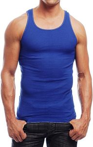 Men's for Ribbed Knitted O-Neck Casual Tank Top 100% Cotton Solid Color Front <b>Logo</b> <b>No</b> Printing - Product Image 6