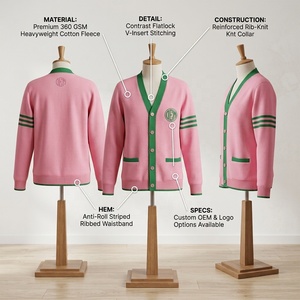 Alpha Kapa Sorority Greek Letter Legacy <b>Cardigan</b> <b>Line</b> Sister Knit <b>Cardigan</b> OEM/ODM Custom design <b>Cardigan</b> Green Stripe <b>Cardigan</b> - Product Image 1