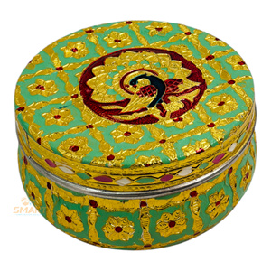 Vajilla Dibba de Acero Inoxidable con Baño de Oro y Técnica de Soldadura Meenakari, Moderna y Tradicional para Decoración del Hogar en Acción de Gracias - Product Image 4