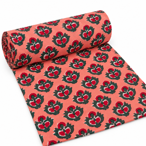 Tela de Algodón Voile Ligera Estampada a Mano Pinksa, Diseño de Hojas Amarillas y Azules, 90 GSM, Hilo 60S60S de Rajastán - Product Image 5