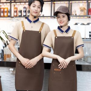 Tablier de poche en toile de couleur personnalisée, best-seller, pour café, cafétéria, uniforme, tablier épais avec logo, tablier de boulanger - Product Image 1