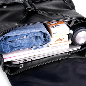 Sac à dos vintage pliable en cuir véritable pour homme, fermeture éclair, portable, grande capacité, sac pour ordinateur - Product Image 6