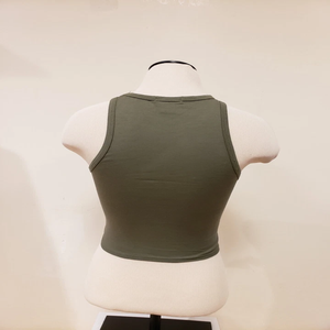 Women's Casual 100% Cotton Stretch Tank Top Breathable Bow <b>Tie</b> Cropped Design with Front Logo Jersey Material - Product Image 3