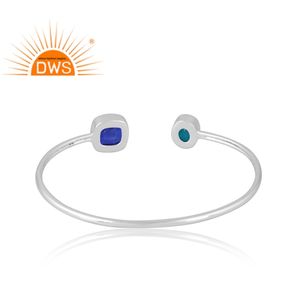 Último diseño plata esterlina doblete Santamaria aguamarina cuarzo y doblete tanzanita cuarzo piedras preciosas joyería para mujer - Product Image 2