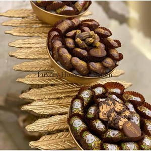 Gold Color Royal Look Chocolate and Other <b>Sweet</b> Serving Bowl Shiny Look Large Shape Handcrafted Tabletop Kitchenware Supplies - Product Image 6