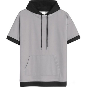 Sudadera con Capucha Extra Grande para Hombre, Gris con Ribete Negro, Bolsillo, Estilo Casual para Otoño - Product Image 1