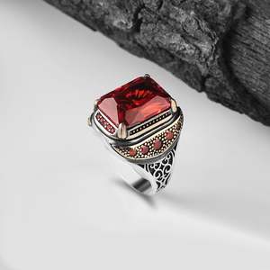 Anillo Azuris turco de plata de ley 925 para hombre, estilo otomano, piedra negra natural, joyería fina hecha a mano, modelo VALKH1341 - Product Image 1