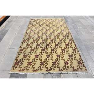 Vintage Turkish Large Area Rug <b>Red</b> Beige <b>Wool</b> Patchwork 9x12 Rectangle Hallway Design 10mm Latex Traditional Style 4' X 8.3' - Product Image 1