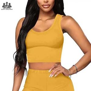 Conjunto de shorts y sujetador deportivo sólido para mujer |   Conjunto Deportivo de 2 Piezas Transpirable de Secado Rápido |   Ropa Deportiva Ecológica de Spandex/Nylon | - Product Image 5