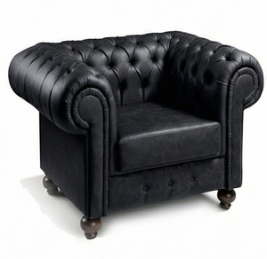 Modern Tufted PU Leather Armchair Chestir with Wooden Legs for Living Room Home Office & Bedroom Furniture - Product Image 6