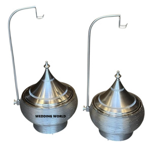 Ensemble de trois casseroles de service en métal de forme ronde de qualité supérieure faites à la main, fantaisie et élégantes, nouvelles casseroles en métal de table - Product Image 6