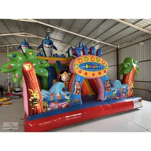 สไลเดอร์เป่าลมรูปฉลามขนาดใหญ่สำหรับสวนสนุก - Product Image 4