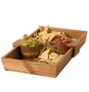 Bol de service en bois d'acacia durable, le plus vendu, pour les chips et les collations, design unique, plateau en bois - Product Image 6