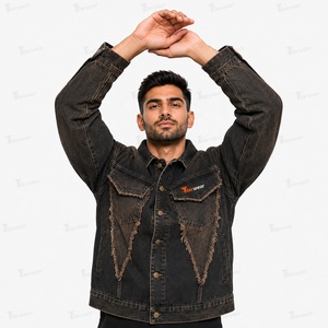 <b>Men</b>’s Denim <b>Trucker</b> <b>Jacket</b> Manufacturer Custom Vintage Washed Blue Jean <b>Jackets</b> Wholesale Casual Streetwear Western Workwear - Product Image 2