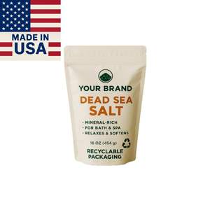 Marque privée Mer Morte 100% naturelle de qualité supérieure de 3lb avec emballage recyclable Fabriqué aux États-Unis pour un bain parfait et détendu, emballé en sac - Product Image 1