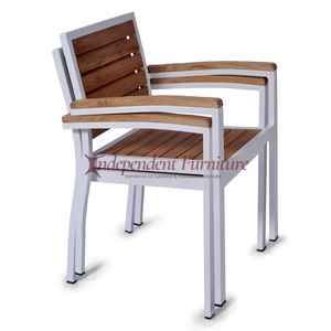 Chaise de jardin d'extérieur minimaliste en aluminium et teck moderne pour la maison et l'hôtel pour meubles de patio - Product Image 4