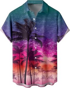 Camisa Hawaiana de Alta Calidad para Hombre, Estampado Digital, Manga Corta, Poliéster/Algodón, Transpirable, Ecológica, Informal para la Playa - Product Image 1