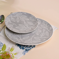 Ensemble d'assiettes en porcelaine écologiques au design moderne et luxueux, durables, compatibles lave-vaisselle, non toxiques, gris, taille personnalisable