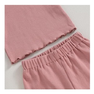 Nouvelle collection élégante couleur unie à manches courtes bébé 2 pièces ensemble 100% coton meilleur du Bangladesh prix usine - Product Image 5