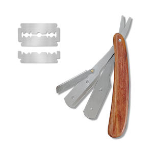 Maquinilla de afeitar recta de peluquero de acero inoxidable de alta calidad para afeitar maquinilla de afeitar con mango de madera de un solo borde - Product Image 3