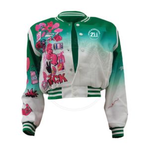 Chaqueta universitaria de invierno estilo bombardero vintage transpirable con bordado de chenilla de lana por sublimación Fl con logotipo personalizado de talla grande para hombre - Product Image 5