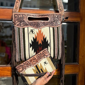 Nuevo bolso de cuero con herramientas aztecas de estilo tradicional occidental, bolso de hombro colorido para mujer y bolso de mano, Conjunto Combinado único - Product Image 1