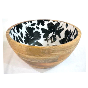 Bol en bois pour snacks Exportateur en gros Grande salade décorative pour service en émail Bol en bois imprimé à prix compétitif - Product Image 1