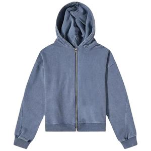 Sweat à capuche personnalisé à double fermeture éclair 500gsm délavé à l'acide Boxy Sweats à capuche zippés vintage surdimensionnés et lourds - Product Image 1