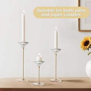 Juego moderno de 3 candelabros de cristal transparente y candelabros decorativos para decoración del hogar boda fiesta aniversario - Product Image 3