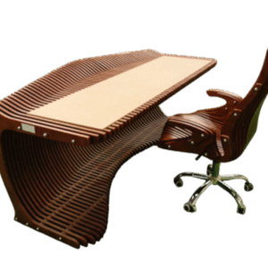 Conjunto de Escritorio y Silla Ejecutivos Modernos, Resistentes al Agua, Ecológicos, con Superficie de Madera 3D y Relieve, Madera de Pera, para Sala de Estar - Product Image 5