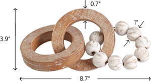 Handmade <b>Rustic</b> Wood Chain Link <b>Home</b> <b>Decor</b> Carved 3-Link Wood Knot Beads Natural Boho Farmhouse Table <b>Decor</b> Best Housewarming - Product Image 2