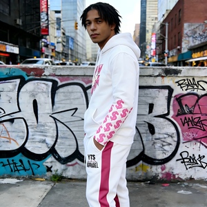 Sudadera con Capucha y Pantalones Deportivos YTS para Hombre, con Estampado Puff, Logotipo Personalizado <span class=keywords><strong>de</strong></span> Fábrica OEM, Conjunto <span class=keywords><strong>de</strong></span> Sudadera y Pantalones Deportivos <span class=keywords><strong>de</strong></span> Algodón - Product Image 3