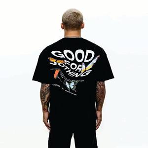 Camiseta de algodón pesado de gran tamaño para hombre-Logotipo personalizado, 280g, DTG, bordado, serigrafía, hombro caído, camiseta en blanco - Product Image 2