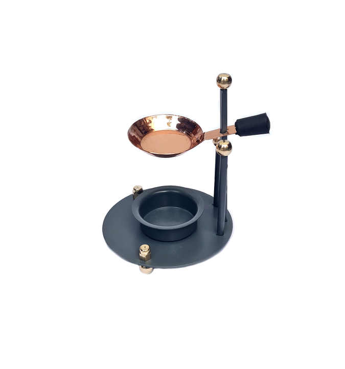 Metal Resin Charcoal Burner Incense Cone Burner in Brass Copper Iron With Adjustable Bowl Height Sieve Lid in Rose Gold Black