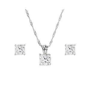 Colgante de piedras preciosas de cristal de corte princesa, colgante de aleación de Zinc, colgante de moda plateado para regalo de boda, fiesta para mujeres y hombres. - Product Image 3