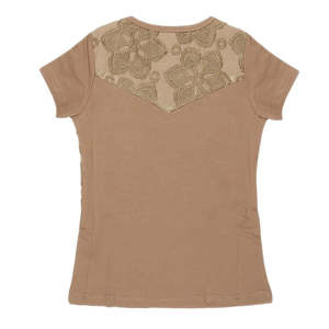 Camiseta de Manga Corta Bordada para Niñas - Marrón - Product Image 2