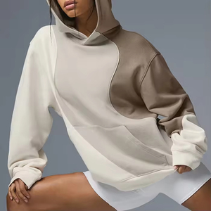 Sweat-shirts à capuche oversize en molleton avec logo personnalisé pour femmes, sweats à capuche de haute qualité pour femmes, vêtements de rue, sweats à capuche patchwork - Product Image 5