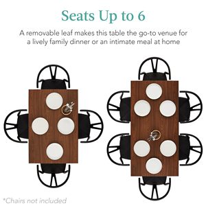 <span class=keywords><strong>Table</strong></span> à manger extensible 47-63 pouces, moderne, grande, extensible pour 6 personnes <span class=keywords><strong>avec</strong></span> rallonge, <span class=keywords><strong>2</strong></span> verrous, capacité de 132 lb, marron - Product Image 3