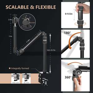 RAUBAY Desktop <b>Magic</b> Arm Aluminum Alloy Adjustable 360° Rotating Mount for Video Shooting Studio Equipment - Product Image 1