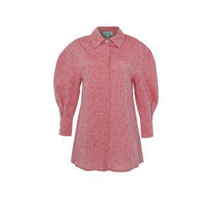 Blusa Casual de Popelina con Cuello Alto y Detalle de Botones - Product Image 1