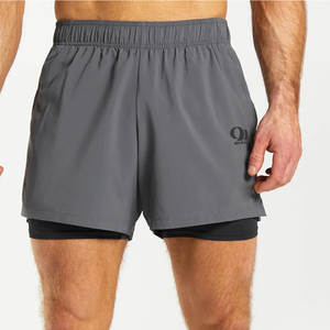 Shorts de gym pour hommes très élastiques pour l'entraînement, la course à pied, la vente en gros de shorts de fitness teints dans la plaine, vente en gros de vêtements d'entraînement - Product Image 1