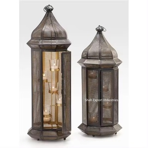 Modern Design Metal & Glass Tall Candle <b>Lantern</b> Gold Finished for Indoor & Outdoor Decor Handmade Hanging <b>Lantern</b> - Product Image 4