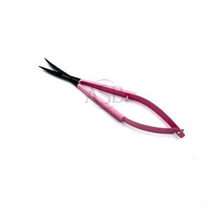 Tijeras de resorte de hoja curva recta de doble acción para cejas de manicura rusa de acero inoxidable negro rosa - Product Image 5