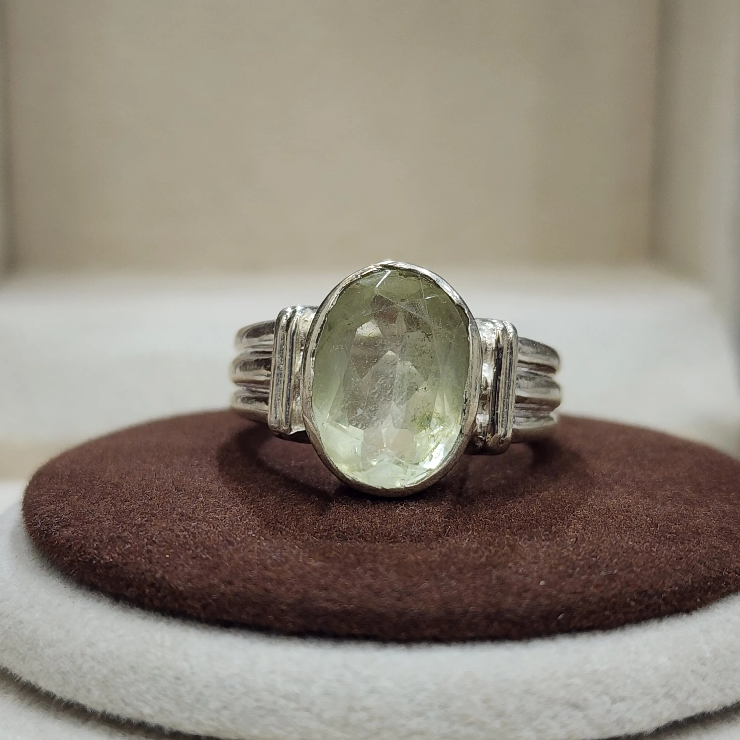 925 Sterling Zilveren Groene Amethist Edelsteen Ontwerper Handgemaakte Unieke Klassieke Ringen Voor Zowel Man Als Vrouw