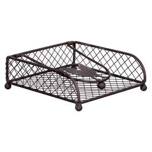 Porte-serviettes en fil métallique noir élégant avec base en bois robuste, idéal pour le bureau, la cuisine, la table et l'utilisation en restaurant, en provenance d'Inde - Product Image 2