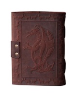 Diario de cuero genuino 100% en relieve de dragón Vintage con latón antiguo C-Lock cuaderno de escritura hecho a mano en blanco Páginas Blancas diario
